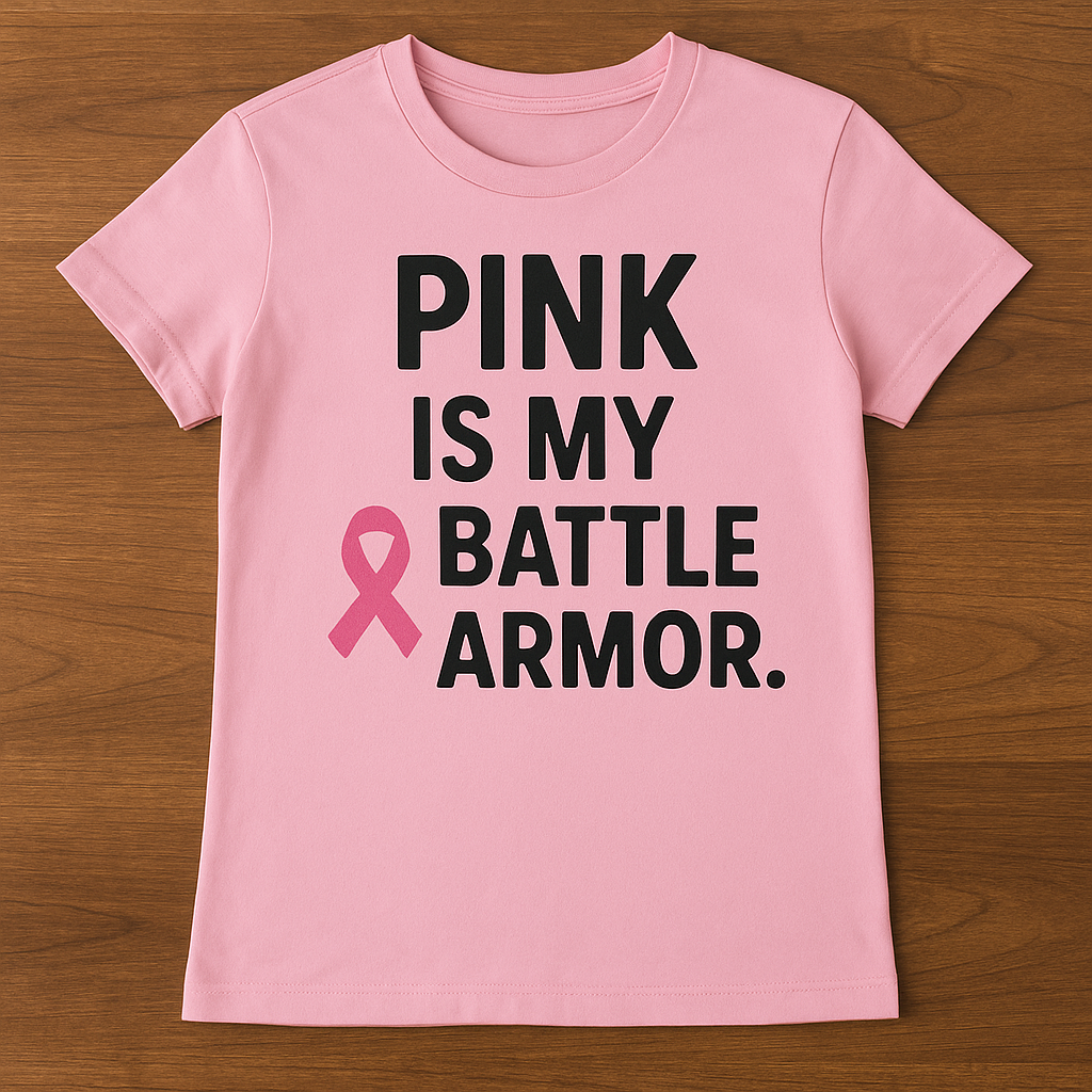"PINK IS MY BATTLE ARMOR" BREAST CANCER AWARENESS TEE