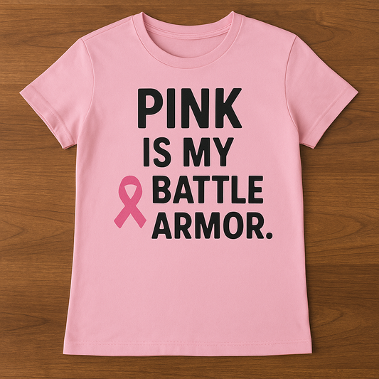 "PINK IS MY BATTLE ARMOR" BREAST CANCER AWARENESS TEE