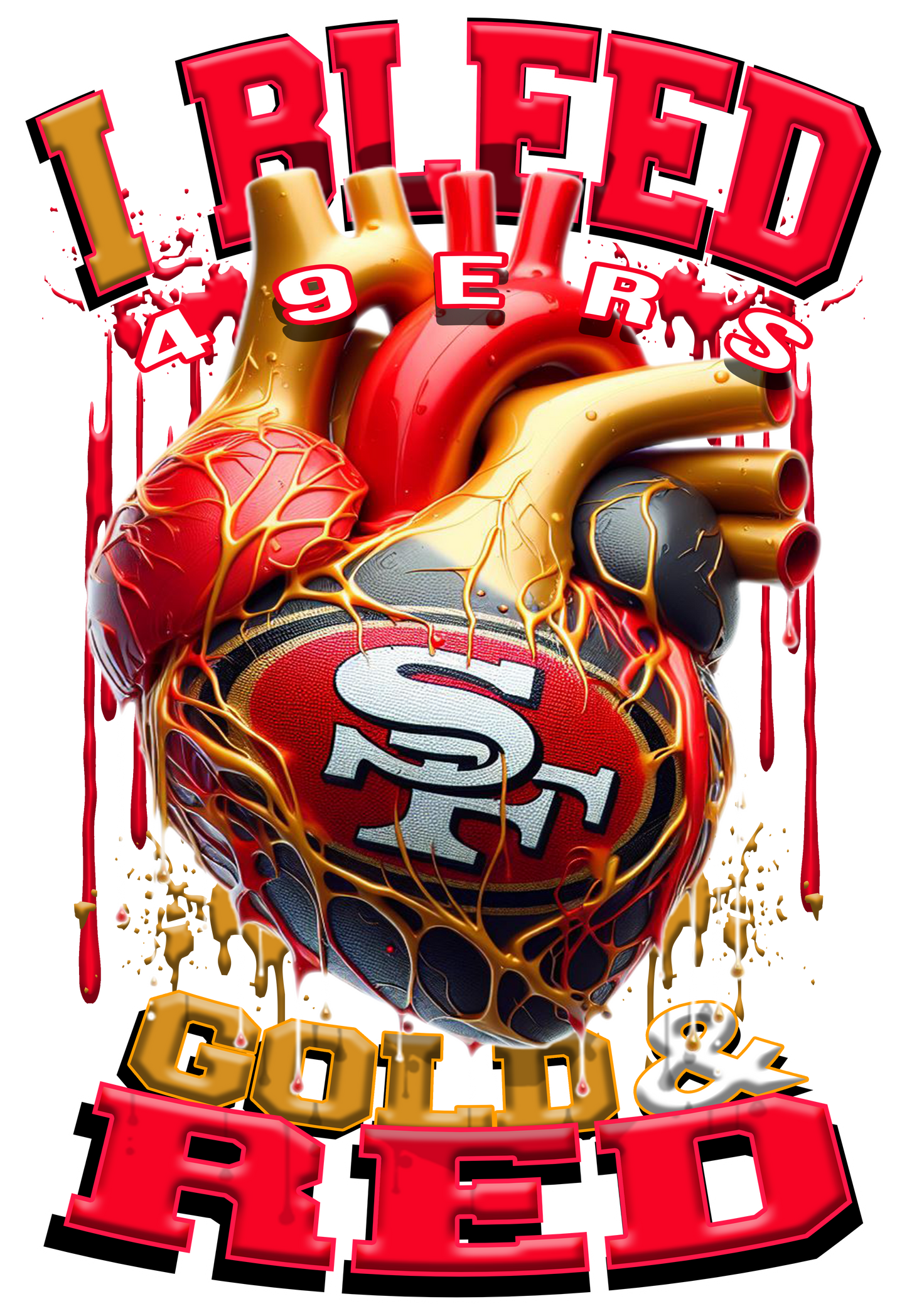 I BLEED NFL TEAM HEART T-SHIRT